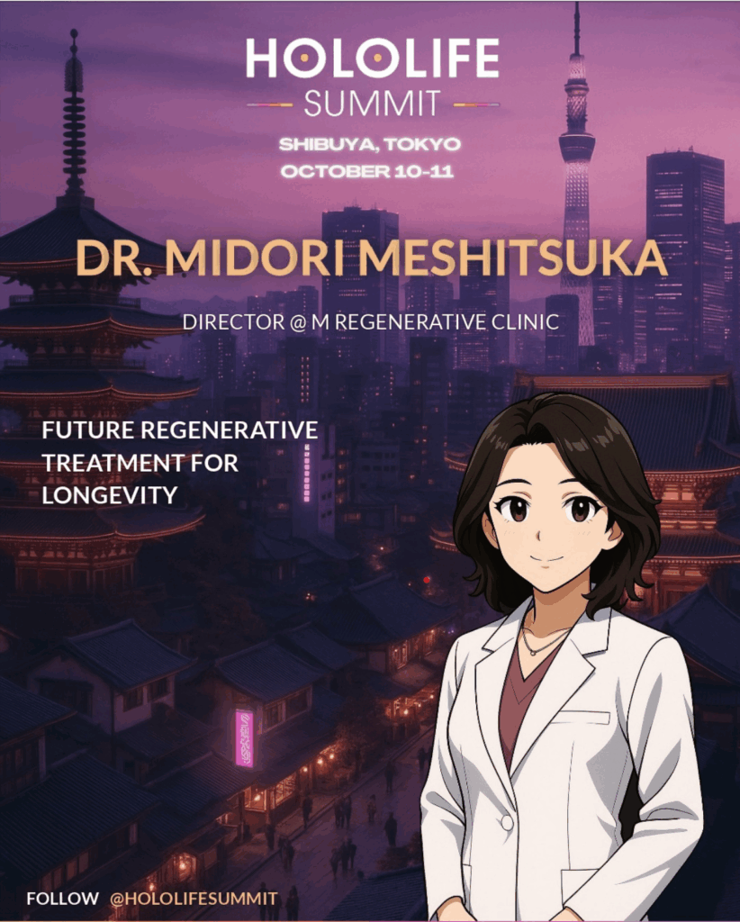 Dr.Midori present on "Future Regenerative Treatment for Longevity" at HOLOLIFE Summit 2025 Tokyo.